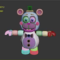 Playful Pink And White Cartoon Bear With Black Hat Bow Tie Blue Eyes And Blush