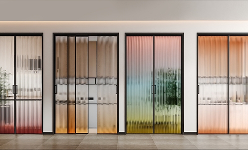 Modern sliding door gradient Changhong glass door 3d model