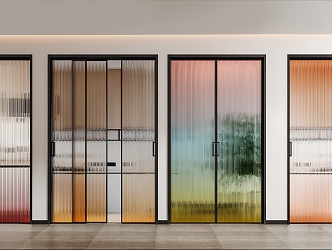 Modern sliding door gradient Changhong glass door 3d model