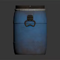 Blue Rusty And Cleaner Barrels As Household Items With Metal Handles And Black Lids
