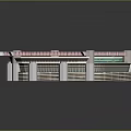 Stadium Architectural Model With Red Steel Structure Green Lawn And White Stands