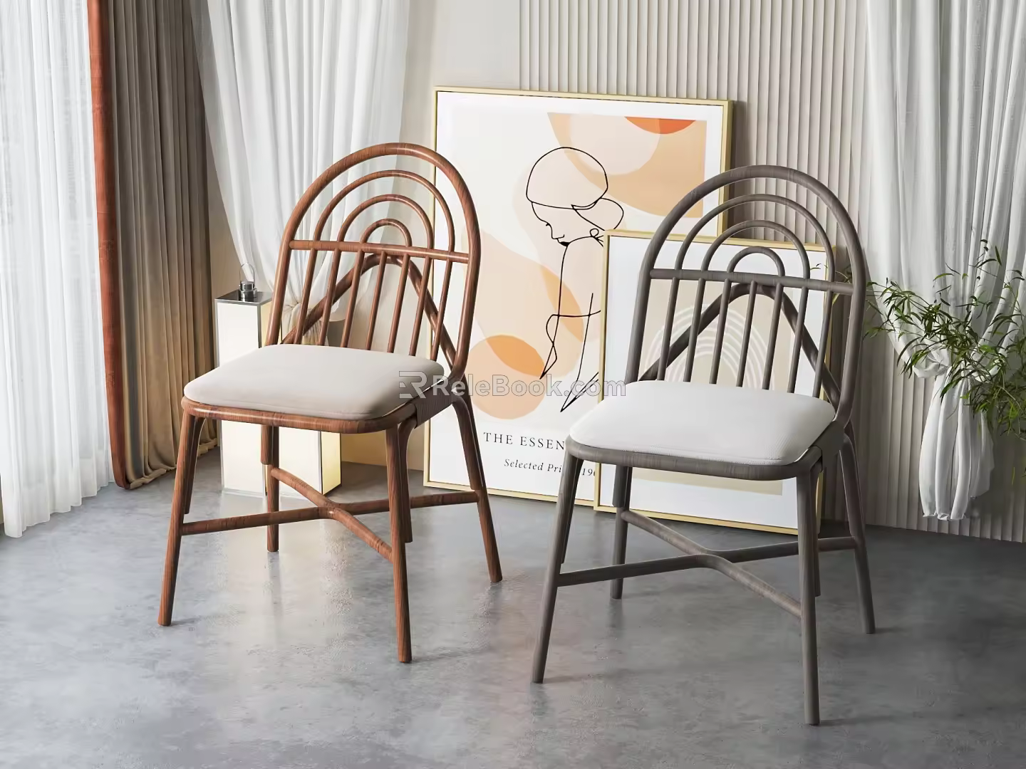 Dining table and chair combination 3d model