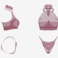 Women's Purple Sheer Lace Lingerie Set With Bra And Panties Design