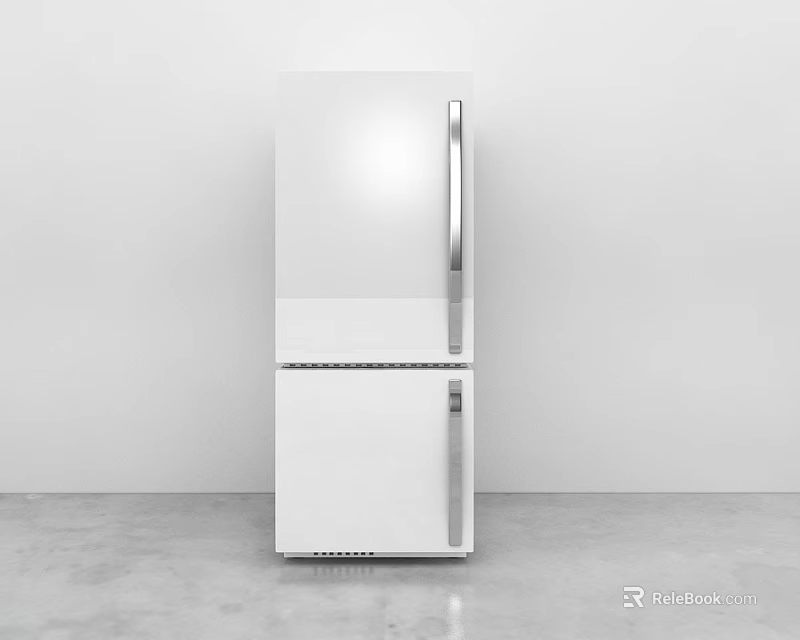 White Modern Double Door Fridge Freezer With Sleek Design In Minimalist Room 3d model 