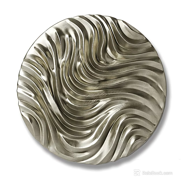 Round Metallic Wavy Textured Wall Decor Art 3d model 
