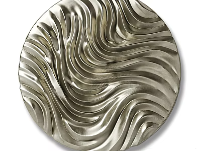 Round Metallic Wavy Textured Wall Decor Art 3d model