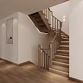 Elegant Modern Wooden Staircase With Illuminated Railing In Interior Design