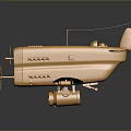 Shiny Golden Vintage Airplane Model With Propeller Wings And Reflection On Dark Background
