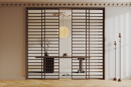 French sliding door 3d model