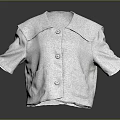Light Gray Short Coat with Collar Three Buttons Two Pockets and Short Sleeves 3d model