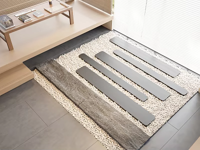 Dark Slate Stepping Stones Path With Light Pebble In Modern Indoor Design 3d model