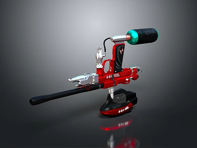 Red Black And Green Weapon With Metal Structure And Handle Design 3d model