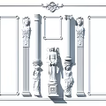 Classical Ornate Roman Columns With Carved Figurine Statues And Decorative Details