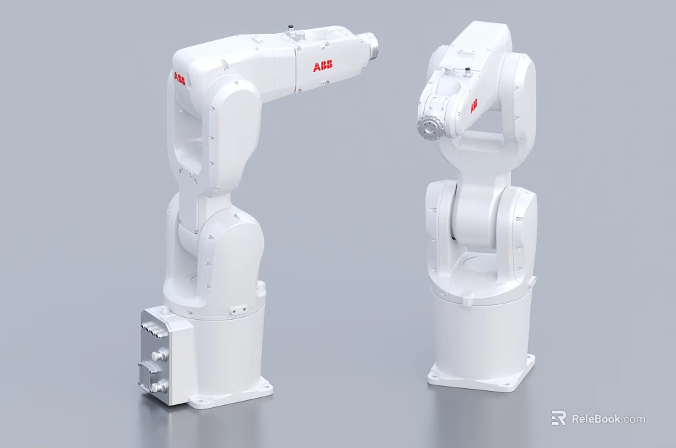 Intelligent Robotic Machines ABB Industrial Robotic Arms With White Design 3d model 