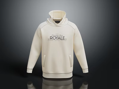 Cream Colored Casual Hoodie With The Royale Established 2020 Text Design 3d model