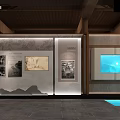 Traditional Cultural Center Interior Featuring Statue Calligraphy Wooden Structure And Bamboo Patterns