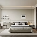 Modern Bedroom Interior Design With Bed Nightstand Desk Chair Open Wardrobe And Blinds