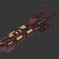 Futuristic Interstellar Spaceship With Mechanical Structure And Orange Accents For Cosmic Exploration