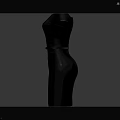Elegant Black Off Shoulder Fitted Dress With Slim Belt Design