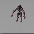 Wolf like Mythical Animal 3D Model with Gray Body Purple Fur Spikes and Sharp Claws