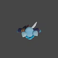 Anime Style Game Character With Blue Fox Ears Dark Outfit And Tail