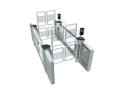 Commercial Access Control Security Gates With Transparent Barriers And Electronic Scanning Devices 3d model