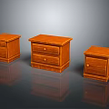 Three Wooden Bedside Tables With Drawers In Classic Brown Finish Design