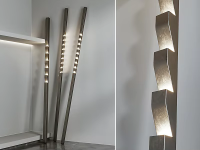 Modern Floor Lamps With Cylindrical And Spiral LED Light Designs 3d model