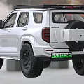 White Off Road SUV with Roof Mounted Light Bar Large Tires and Black Wheels