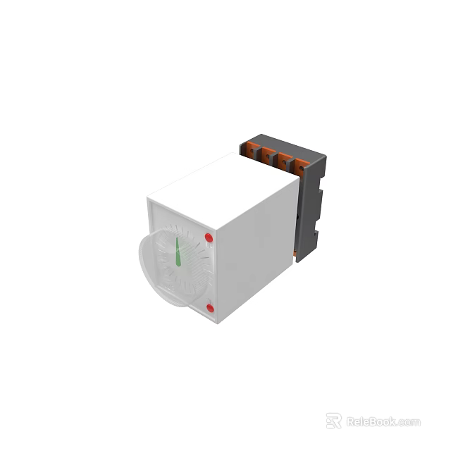 White Electrical Control Device With Transparent Knob Green Indicator And Terminal Blocks 3d model 