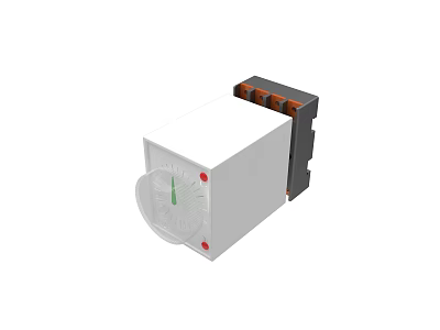 White Electrical Control Device With Transparent Knob Green Indicator And Terminal Blocks 3d model