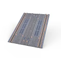 Gray Railway Track Scene Component With Blue Panels And Orange Stripes
