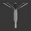 Silver Metal Mechanical Equipment With Radial Blades And Central Shaft Structure