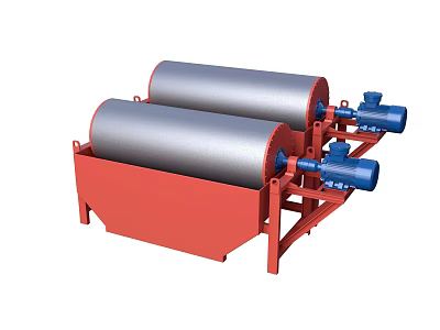 Industrial Equipment with Dual Silver Rollers Red Base and Blue Motors 3d model