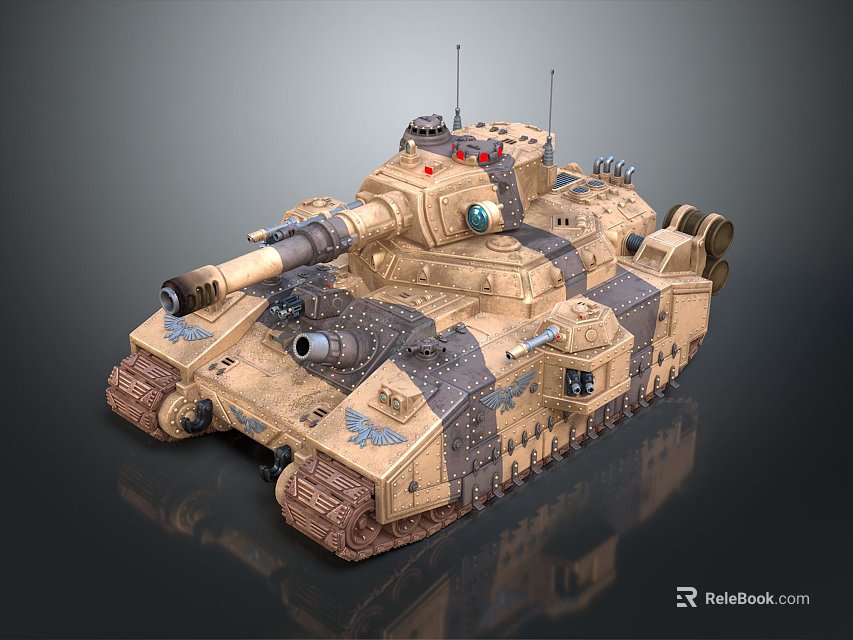 Modern Military Tank With Desert Camouflage Armor And Detailed Cannon Turret 3d model 