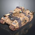 Modern Military Tank With Desert Camouflage Armor And Detailed Cannon Turret