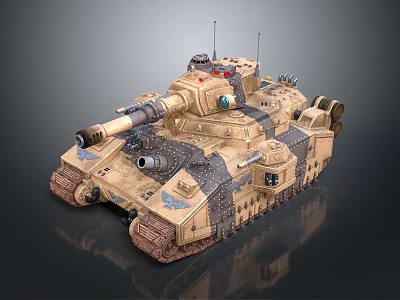 Modern Military Tank With Desert Camouflage Armor And Detailed Cannon Turret 3d model