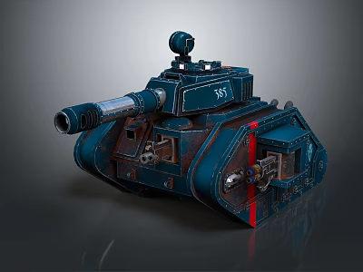 Dark Blue Military Tank With Turret Cannon And Armored Design Features 3d model