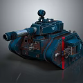 Dark Blue Military Tank With Turret Cannon And Armored Design Features