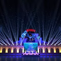 Amusement Park Nighttime Light Show With Colorful Projections