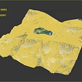Detailed 3D Mountainous Terrain Model With Snowy Peaks Glaciers and Blue Lakes