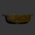Carved Brass Bowl With Intricate Decorative Rim And Detailed Interior Patterns