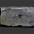 Moss Covered Rectangular Stone With Textured Surface And Color Variations On Dark Background 3d model