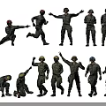 Multiple Military Characters In Various Action Poses With Uniforms And Gear