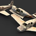 Three Vintage Airplane Models With Classic Design And Textured Fuselage