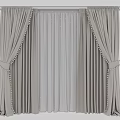 Elegant Light Beige Curtains With Sheer Panels And Tassel Tiebacks Design 3d model