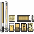 Modern Outdoor Lights With Various Styles Gold And Black Decorative Patterns 3d model