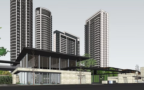 High-rise residential buildings in modern residential areas 3d model