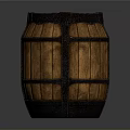 Traditional Wooden Barrel With Metal Hoops For Household Storage And Decorative Use