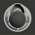 Sleek Silver Headphones Speakers With Modern Stand And Reflective Black Background Design